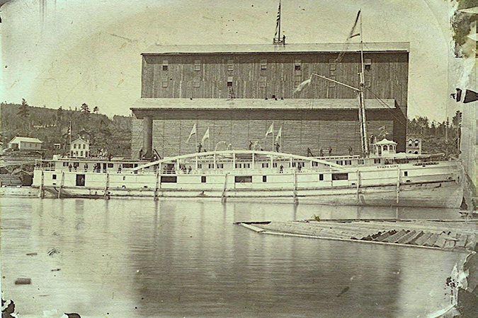 A photo of the passenger and package steamer Winslow taken at Duluth's Elevator A dock in 1870.